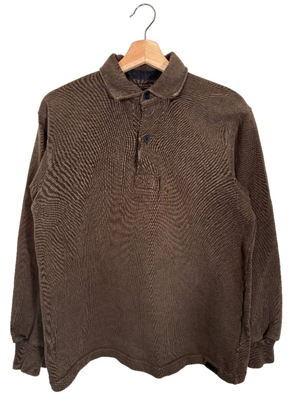 C.C.Filson by Barbarian Canada 100% Mocha Brown LS Rugby Shirt men's size S